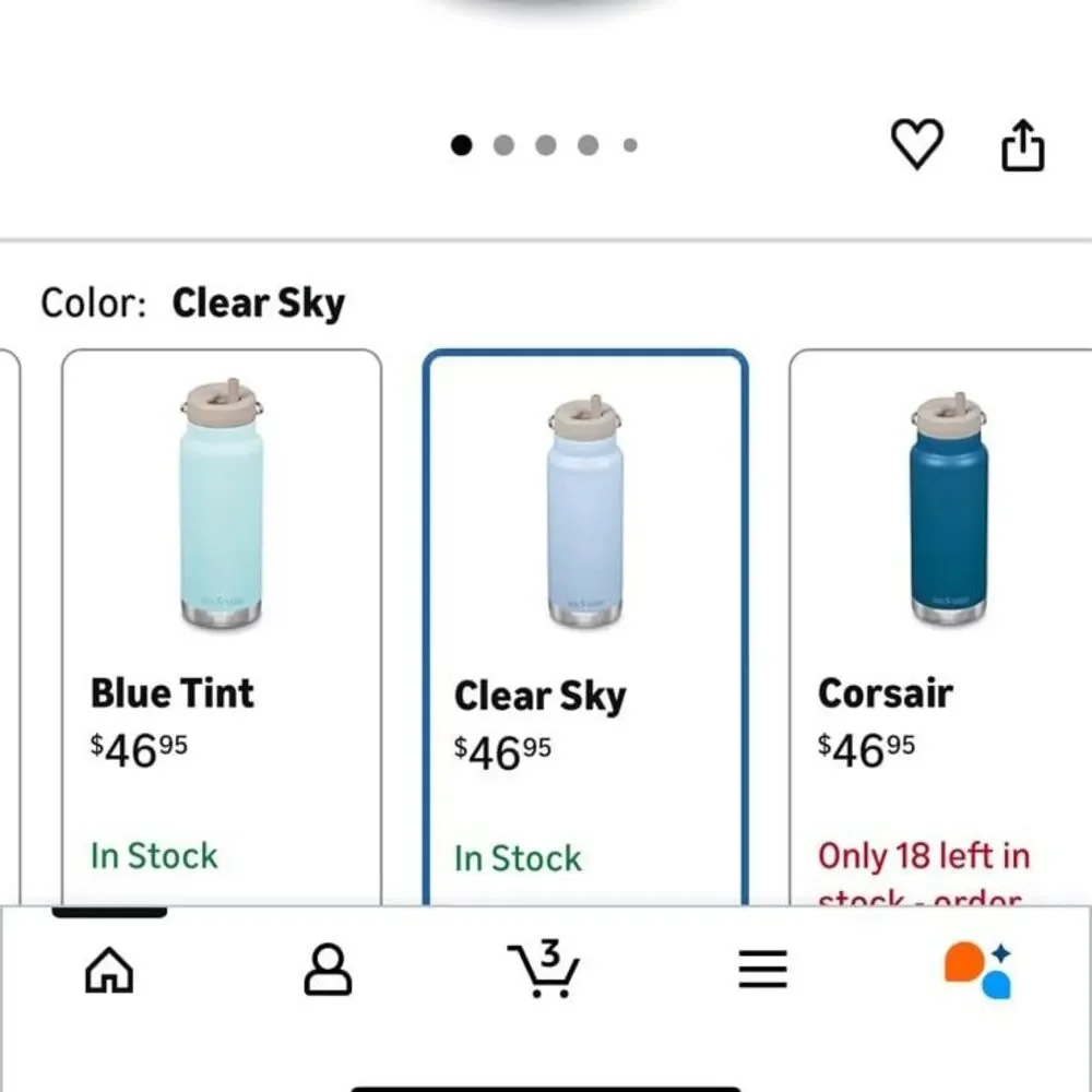 Klean Kanteen 32oz TKWide Insulated Water Bottle with Twist Cap Clear Sky NWT